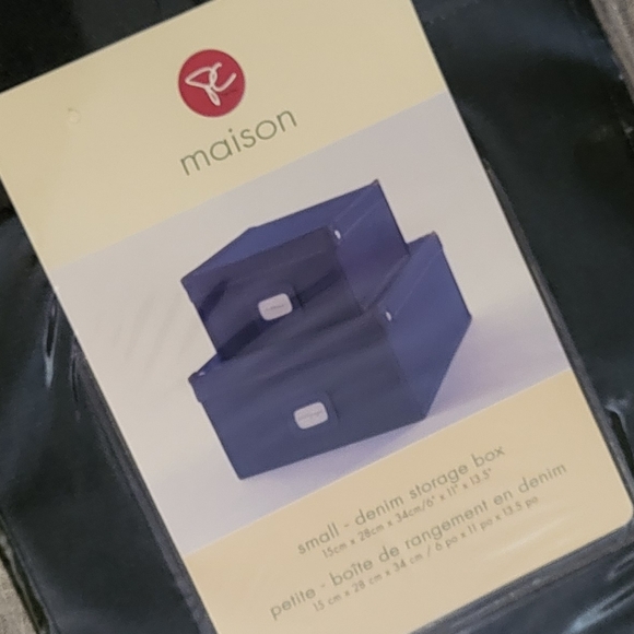 NWT Denim Cotton Blend Rectangular Storage Drawer with Handle, Set of 2 - Picture 5 of 12